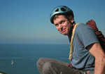 [Steve Mayers of the Beacon Climbing Centre relaxing at Gogarth, North Wales, 2 kb]