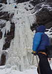 [Viv Scott ice climbing in the Marmot Greenland Jacket, 3 kb]