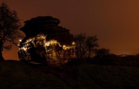 [Headtorch bouldering on grit. Me doing Rock Around The Block (6a) at Spofforth, Yorkshire, 0 kb]