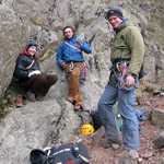[Bridget, Dave and Adam after a good day at Tophet Wall, Great Gable., 4 kb]