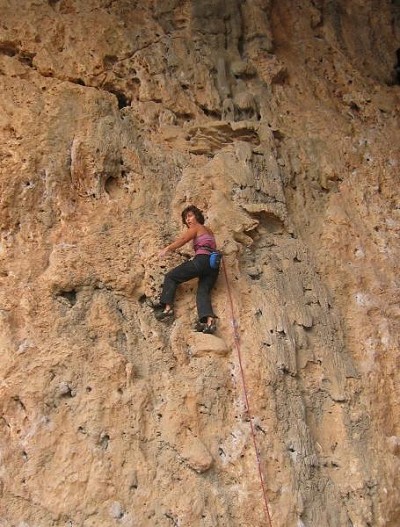 Penny Allchin (Dinkypen) on Dai Tossina, Bidirrscottai cave, Cala Gonone, Sardinia  © dinkypen