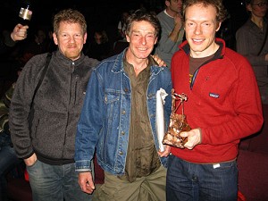 Pip Piper, Andy Parkin and Dom Green. Andy Parkin created all the beautiful sculpture prizes for the winners of the Film comp.  © Mick Ryan