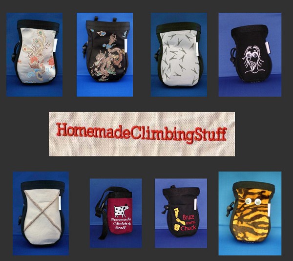 chalk bag selection  © Homemade Climbing Stuff