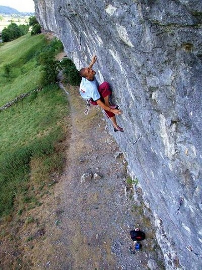 Steve McClure, first redpoint of Magnetic North 8c+, Kilnsey