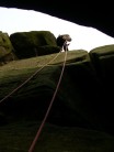 bottom of climb (under flake)
