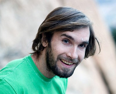 Chris Sharma, seemingly quite happy after his on-sight ascent of Paper Mullat (8b+/8c). The beard came off that night!  © Pete O'Donovan