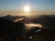 View over the top of the Pyg Track looking south West(ish) at sunset