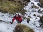 Abi and Ian on Pistyll Gwyn (Abis first time on crampons!)