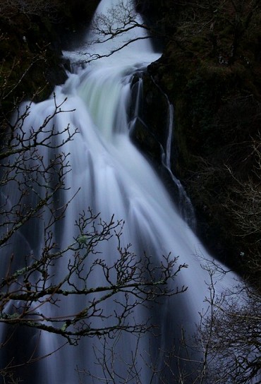 Llanberis waterfall at dusk.  © Brian Wills
