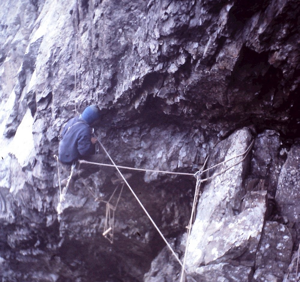 Ian Campbell attempting Slanting Slab in 1962  © boje