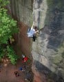 Dave Birkett committed on the onsight of My Piano E8 6c - Nesscliffe, taken from the forthcoming climbing flick 'On Sight'.