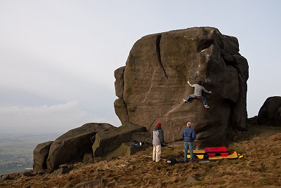 Ben Bransby on his highball at Rylstone, Yorkshire  © Adam Long - No reproduction without permission of photographer