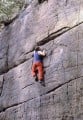 Gordon soloing Unclimbed Wall, Harrison's Rocks, 1982