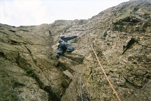 Off route on pitch 2 of Great Slab  © Mark Collins