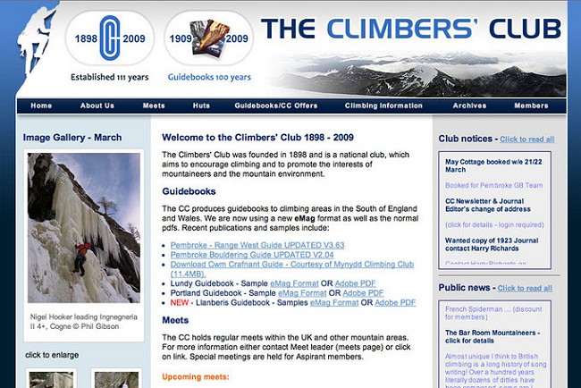 Climbers' Club New Website  © Climbers' Club