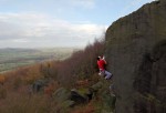 Ali on-sighting High Noon (E4 6a) at Caley, Yorkshire.