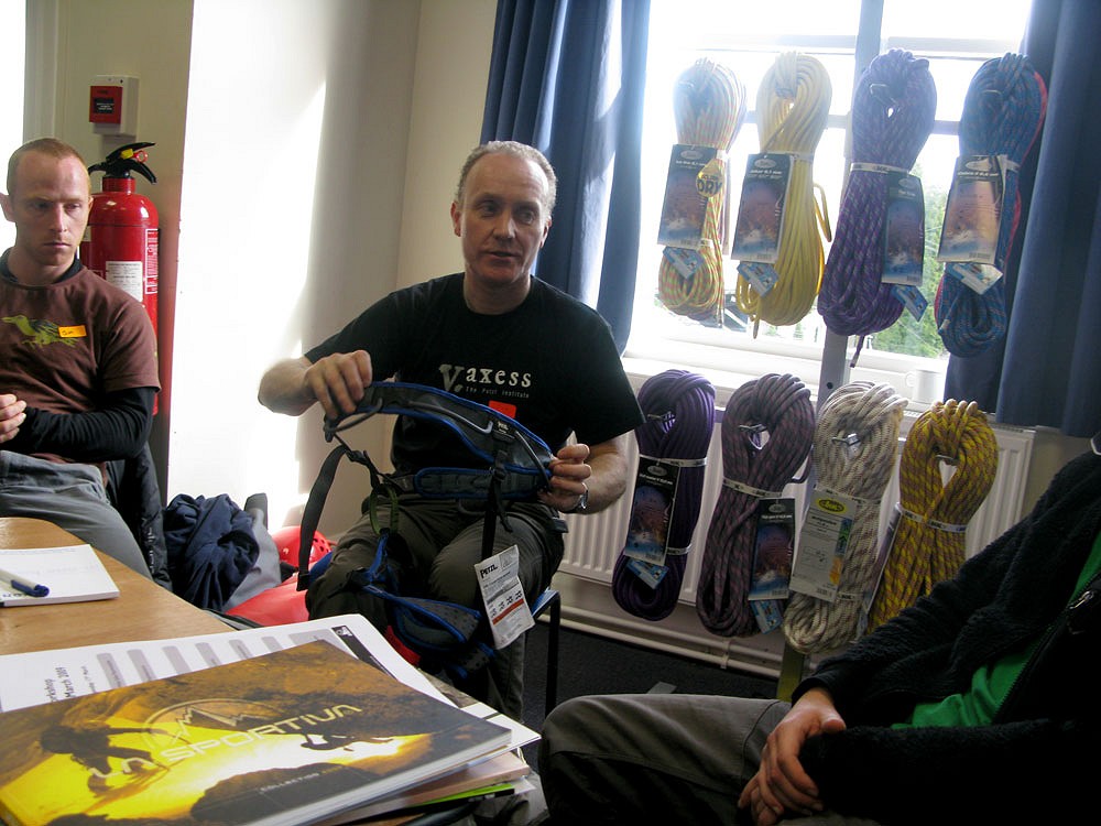 Pete Robertson, Middle England and Wales Sales Representative, takes us through harnesses.  © Mick Ryan - UKClimbing.com