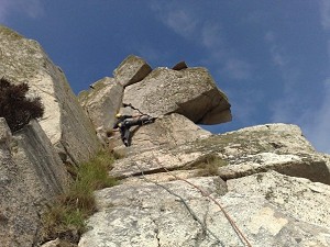 Me on Trapeze (HVS 5a) at Bosigran, Cornwall  © Reach>Talent