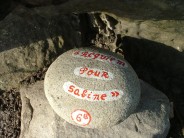 Route Name in paint on rock