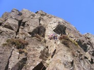 Me starting to climb Harrow Buttress (Grey Crag)