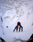 Ian Milton climbing the upper section of Crotched Gully (I/II) in Coire an t-Sneachda.