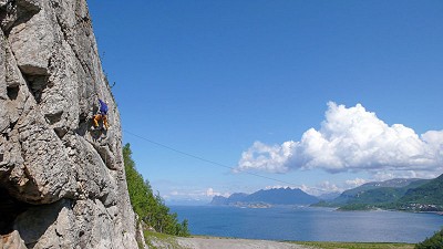 Sport climbing just north of Bodø, a good way of passing the time waiting for the ferry.  © Chris Craggs