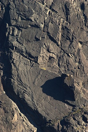 Sron na Ciche. Climbers on Arrow Route and Integrity  © Mehmet Karatay