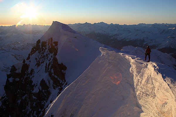 Summit of the Grandes Jorasses at sunrise  © Jon Griffith