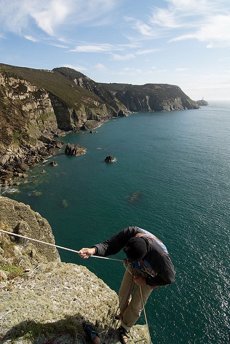 Abseiling in for another route  © Jethro Kiernan