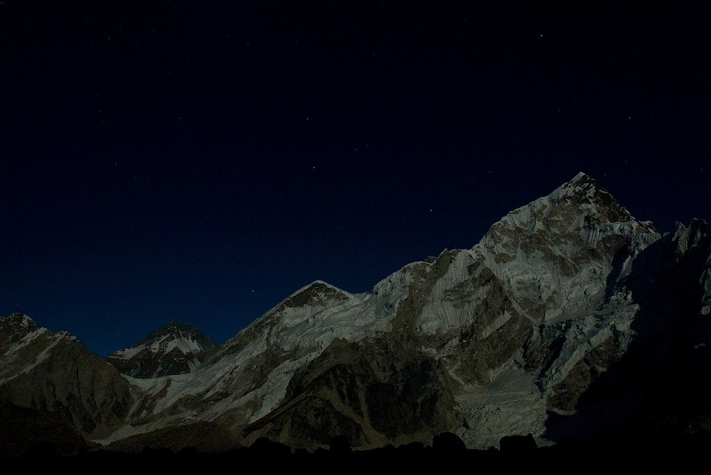 Lhotse by full moon. Taken from Gorak Shep at the head of the Khumbu Valley, Nepal at 5am.  © fatpete