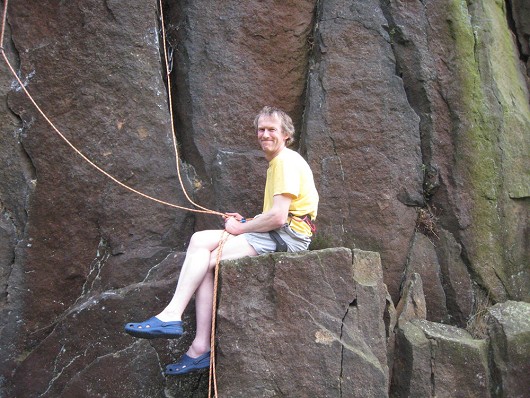 Having warned me not to try Gates of Mordor (Millstone) due to the 100% humidity, Neil takes up belay duty...  © jon