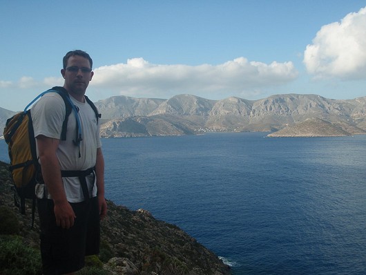 Peter Stollery, Top of Telendos, Kalymnos in the background. Gorgeous Limestone Crags  © laurasmith