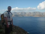 Peter Stollery, Top of Telendos, Kalymnos in the background. Gorgeous Limestone Crags