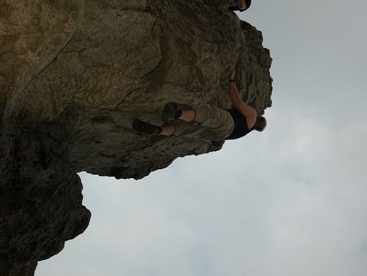 me soloing trident arete in shoes  © chrisbaggy