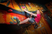 11-year-old Dawn Longworth from Granton-on-Spey competes in the Scottish Youth Climbing Championships in Aviemore.