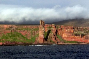 Old Man of Hoy in Scotland, climbed by Mike Liz & Rich.. Original (or East Face) Route 460 feet E1 5b  © Mike Lee