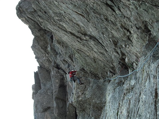 Me on the shield, pitch 2 of Gob on Carnmore Crag  © Ronbo