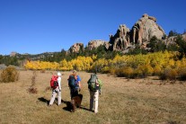 Walking through turning Aspens to one of the Voo's best crags, Reynold's Hill.  World class crack climbing awaits.