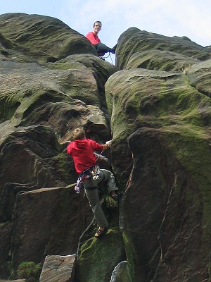 Tom Randall brings Pete Whittaker up the last route of the day - The Sloth  © Tom Randall Collection