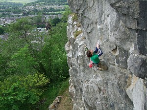 Ben Hirst on Practically Everything, F7a, Castlebergh Crag  © Dave Musgrove