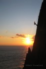 End of a good winters day.
Robbie Miller rappelling down Limestone Blues Cliff
Meikle Ross, Galloway, Scotland