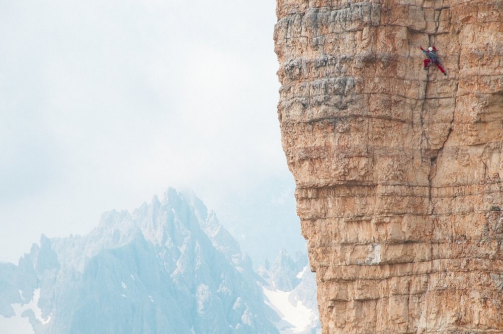 Climber on the Yellow edge, Tre Cime di Lavaredo  © petr_so
