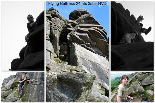 Flying Buttress repeated.. again!
24mts 3star HVD @ Stanage Popular..
Mike Jay & Lorna.  © Mike Lee
