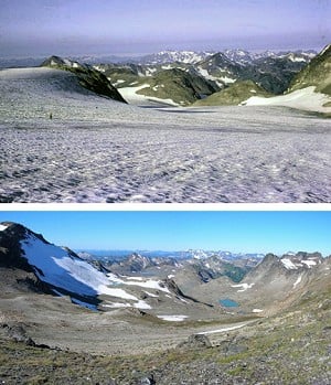 The Whitechuck Glacier, Washington, USA, 1973 and again in 2006  © Neil Hinckley / Leor Pantilat