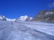Walking up the Aletsch Glacier