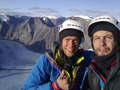 Leo Houlding and Jason Pickles on the summit of Mount Asgard  © Asgard Project