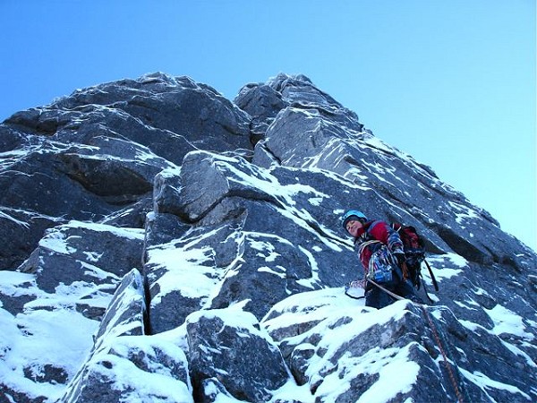 The author making the most of early season conditions on Beinn Eighe @ 8 weeks  © Heike Collection