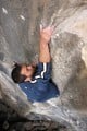 Tim climbing the upper crack of Ground Zero