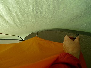 Attaching the inner tent to the fly if you decide to pitch the fly only first.  © Mick Ryan - UKClimbing.com