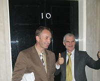 BMC bosses Dave Turnbull and Nick Colton at No.10 Downing Street  © Mick Ryan - UKClimbing.com